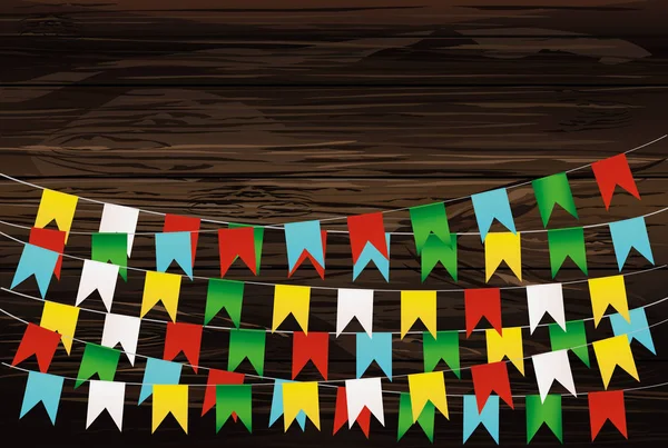 Bunting coloré et guirlande ensemble. Carte de voeux ou invitation d'anniversaire — Image vectorielle