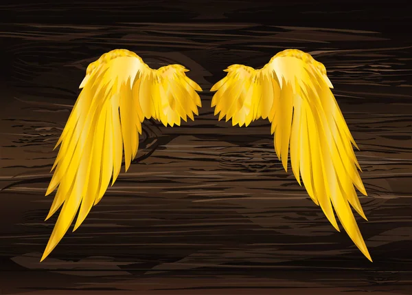 Крылья. Векторная иллюстрация на деревянном фоне. Золотой цвет — стоковый вектор