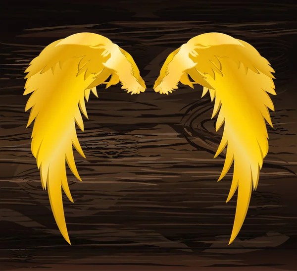 Φτερά. Εικονογράφηση διάνυσμα σε ξύλινο υπόβαθρο. Χρυσό χρώμα — Διανυσματικό Αρχείο