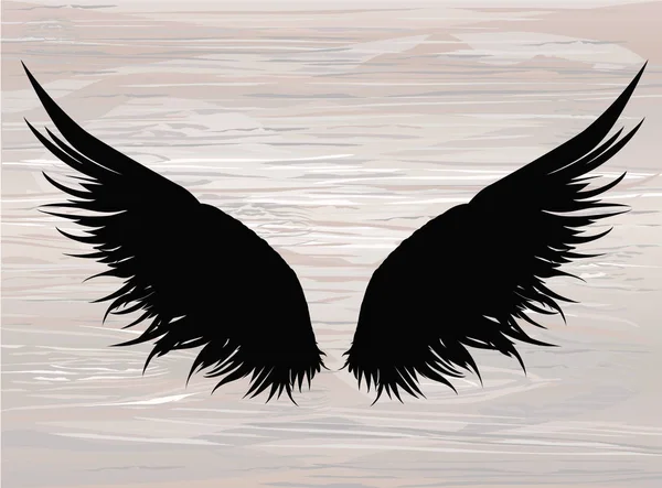 Des ailes. Illustration vectorielle sur fond bois. Noir et blanc — Image vectorielle