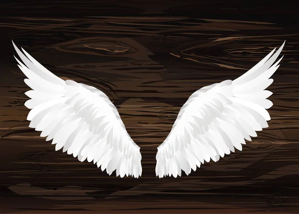 Des ailes. Illustration vectorielle sur fond bois. Noir et blanc — Image vectorielle