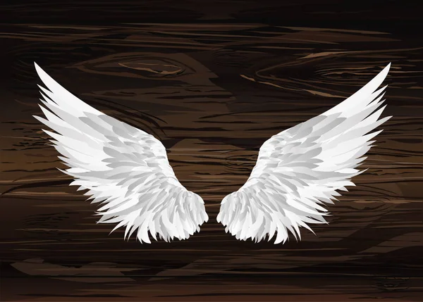 Wings. Vector illustration on wooden background. Black and white — Stock Vector