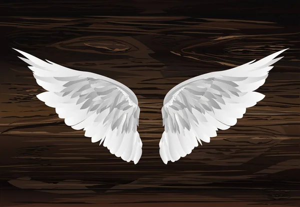 Wings. Vector illustration on wooden background. Black and white — Stock Vector