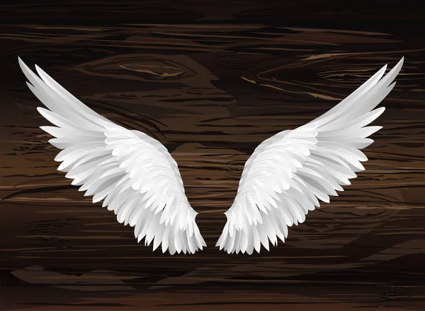 Wings. Vector illustration on wooden background. Black and white — Stock Vector