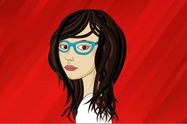 Güzel kız siyah saçlı gözlüklü. Bir kız portresi