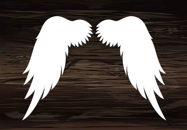 Крылья. Векторная иллюстрация на деревянном фоне. Черное и белое — стоковый вектор