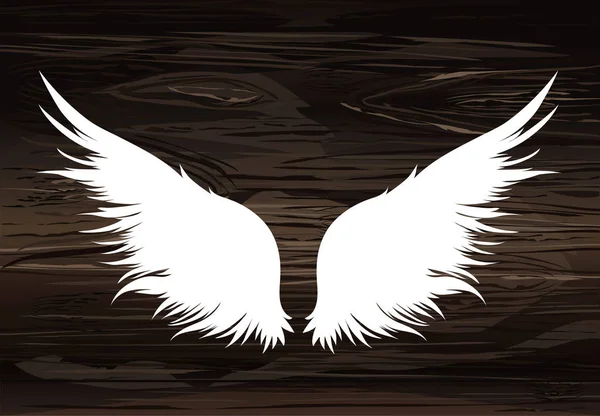 Des ailes. Illustration vectorielle sur fond bois. Noir et blanc — Image vectorielle