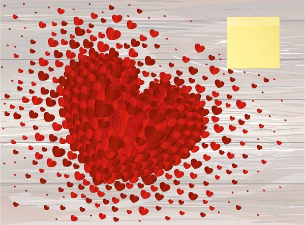 Kompozisyon kağıt f kırmızı Kalpler ve emptry sarı levha — Stok Vektör