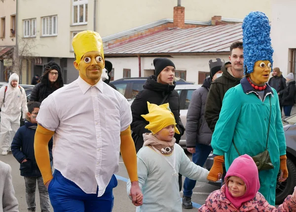 Brno Czech Republic Февраля 2020 Simpsons Bart Marge Maggie Homer Лицензионные Стоковые Изображения