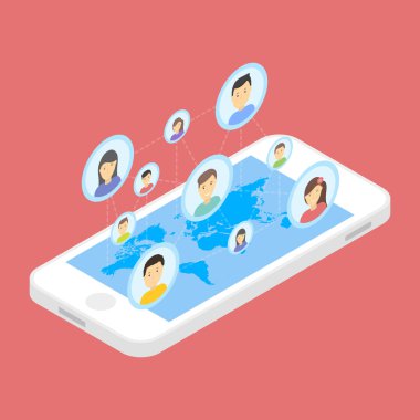Sosyal ağ ve teknoloji kavramı küresel iletişim tarafından akıllı telefon mobil internet