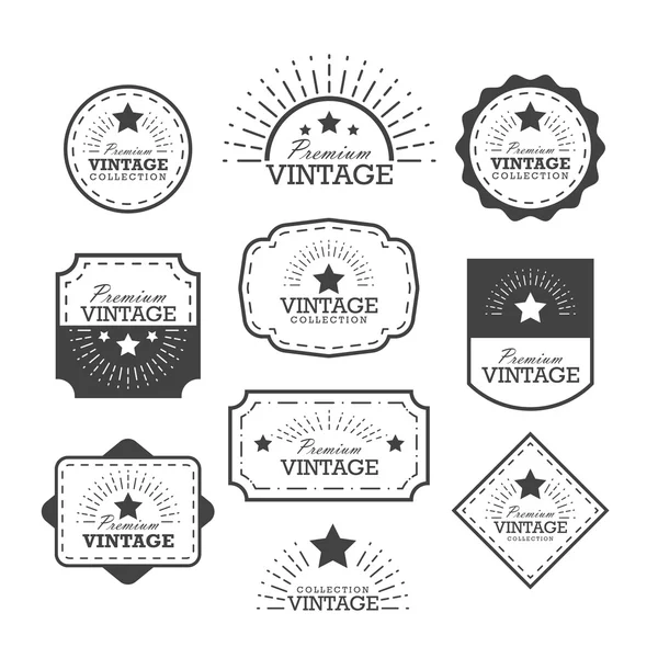 Set de etiquetas vintage y marco. Ilustración vectorial — Vector de stock