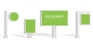 Reklam panoları, reklam panoları, şehir ışık billboard reklam. Düz 3d Infographic için illüstrasyon vektör