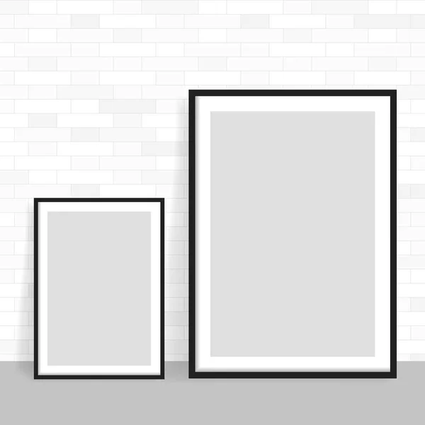 Cadre réaliste sur un mur de briques grunge léger. Parfait pour vos présentations. cadre pour vos projets . — Image vectorielle