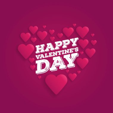 Tebrik kartı Sevgililer günün kutlu olsun. Yazı ve arka plan üzerinde yürekleri. Vektör çizim