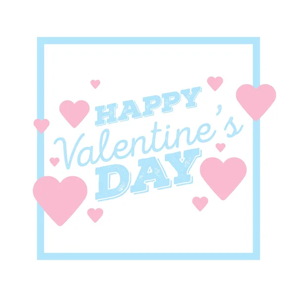 Happy Valentines day Greeting Card with frame, vector illustration — Stock Vector