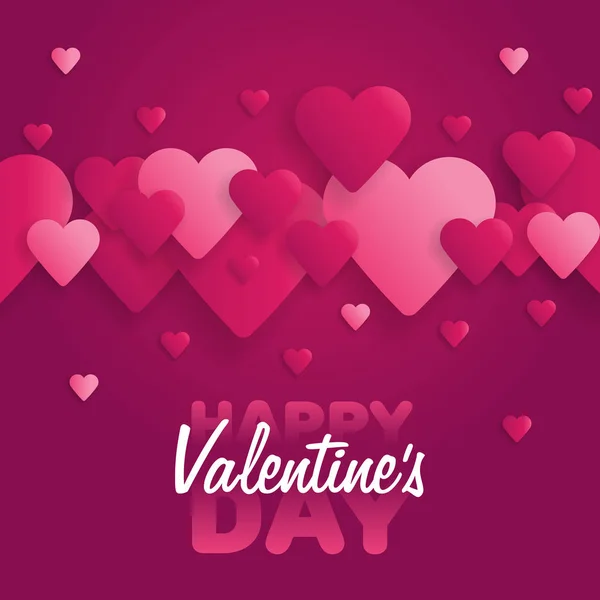 Tarjeta de felicitación Feliz Día de San Valentín. Letras con corazones en el fondo. Ilustración vectorial — Vector de stock