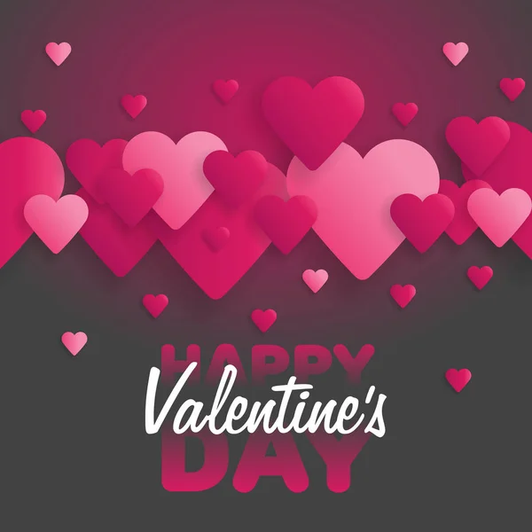 Cartão Feliz Dia dos Namorados. Letras com corações em segundo plano. Ilustração vetorial —  Vetores de Stock