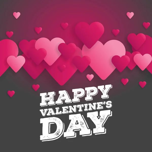 Cartão Feliz Dia dos Namorados. Letras com corações em segundo plano. Ilustração vetorial — Vetor de Stock