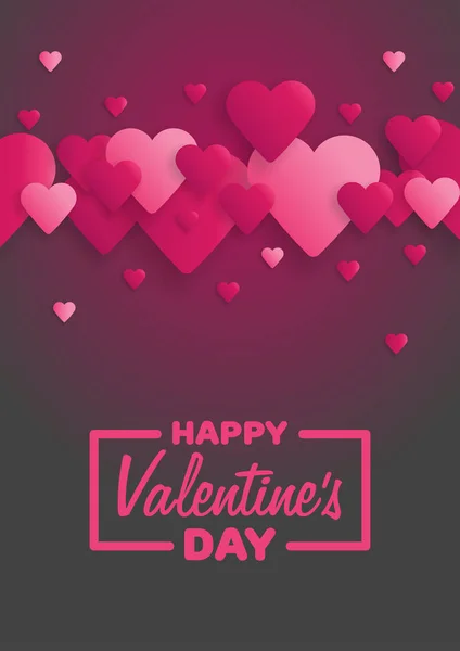 Wenskaart Happy Valentine's Day. Belettering met hart op de achtergrond. Vectorillustratie — Stockvector