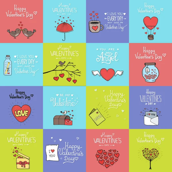 Set de San Valentín - emblemas y tarjetas . — Vector de stock