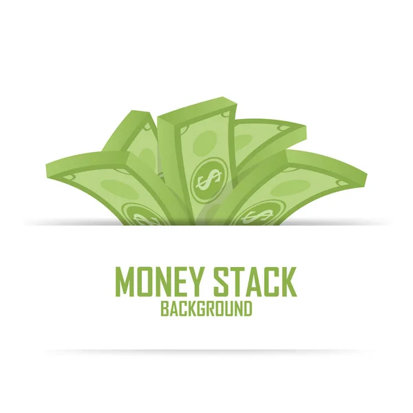 Pile di denaro stack, dollaro in contanti su bianco, illustrazione vettoriale — Vettoriale Stock