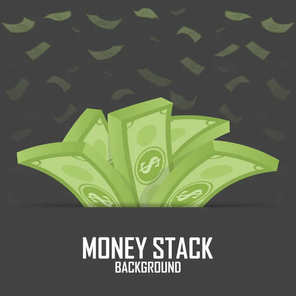Stapels van geld stack, cash dollar op wit, vector illustratie — Stockvector