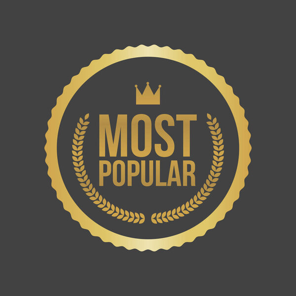 Vector Most Popular Gold Sign, Round Label