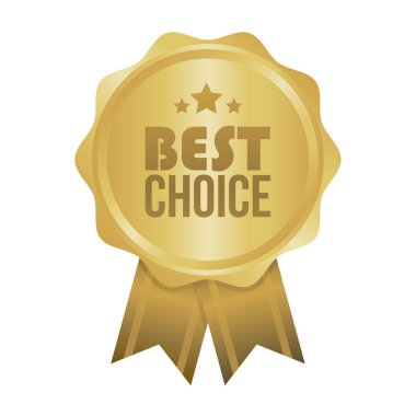 En iyi seçim altın işareti, yuvarlak etiket vektör