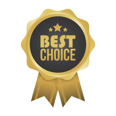 En iyi seçim altın işareti, yuvarlak etiket vektör