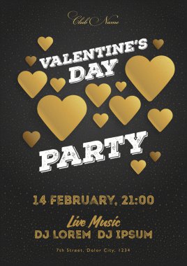 Altın günü daveti ilanı. Şablon kulüp için müzik akşamları. Müzisyenler, Djs. gece Festival partisi tarafından konuşma. Arka plan yürekleri. Vektör çizimler