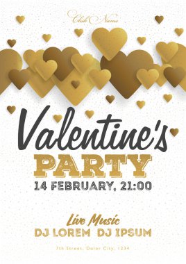 Altın günü daveti ilanı. Şablon kulüp için müzik akşamları. Müzisyenler, Djs. gece Festival partisi tarafından konuşma. Arka plan yürekleri. Vektör çizimler