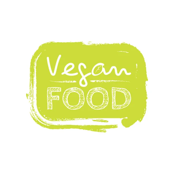 Cartoon-Doodle-Vektor handgezeichneter Logo-Aufkleber. Veganes Essen — Stockvektor