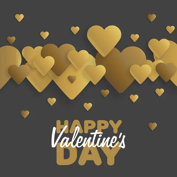 Wenskaart gouden Happy Valentine's Day. Belettering met hart op de achtergrond. Vectorillustratie — Stockvector