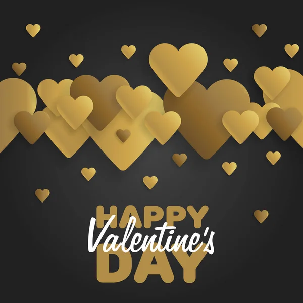 Arany üdvözlőlap boldog Valentin-napot. Betűkkel a szív a háttérben. Vektoros illusztráció — Stock Vector