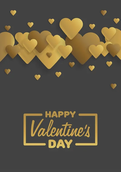 Wenskaart gouden Happy Valentine's Day. Belettering met hart op de achtergrond. Vectorillustratie — Stockvector