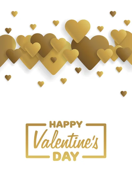 Wenskaart gouden Happy Valentine's Day. Belettering met hart op de achtergrond. Vectorillustratie — Stockvector