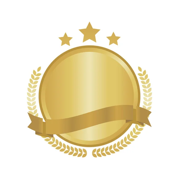 Moderne gouden cirkel metal badge, label en ontwerpelementen. Vectorillustratie — Stockvector