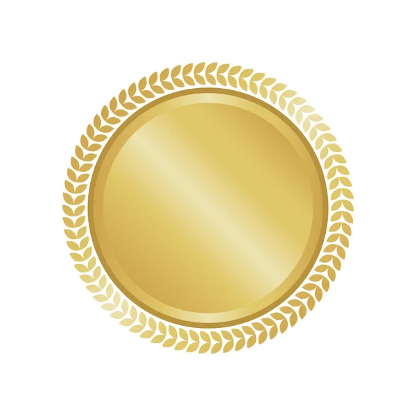 Moderna guld cirkel metal badge, etikett och design element. Vektorillustration — Stock vektor