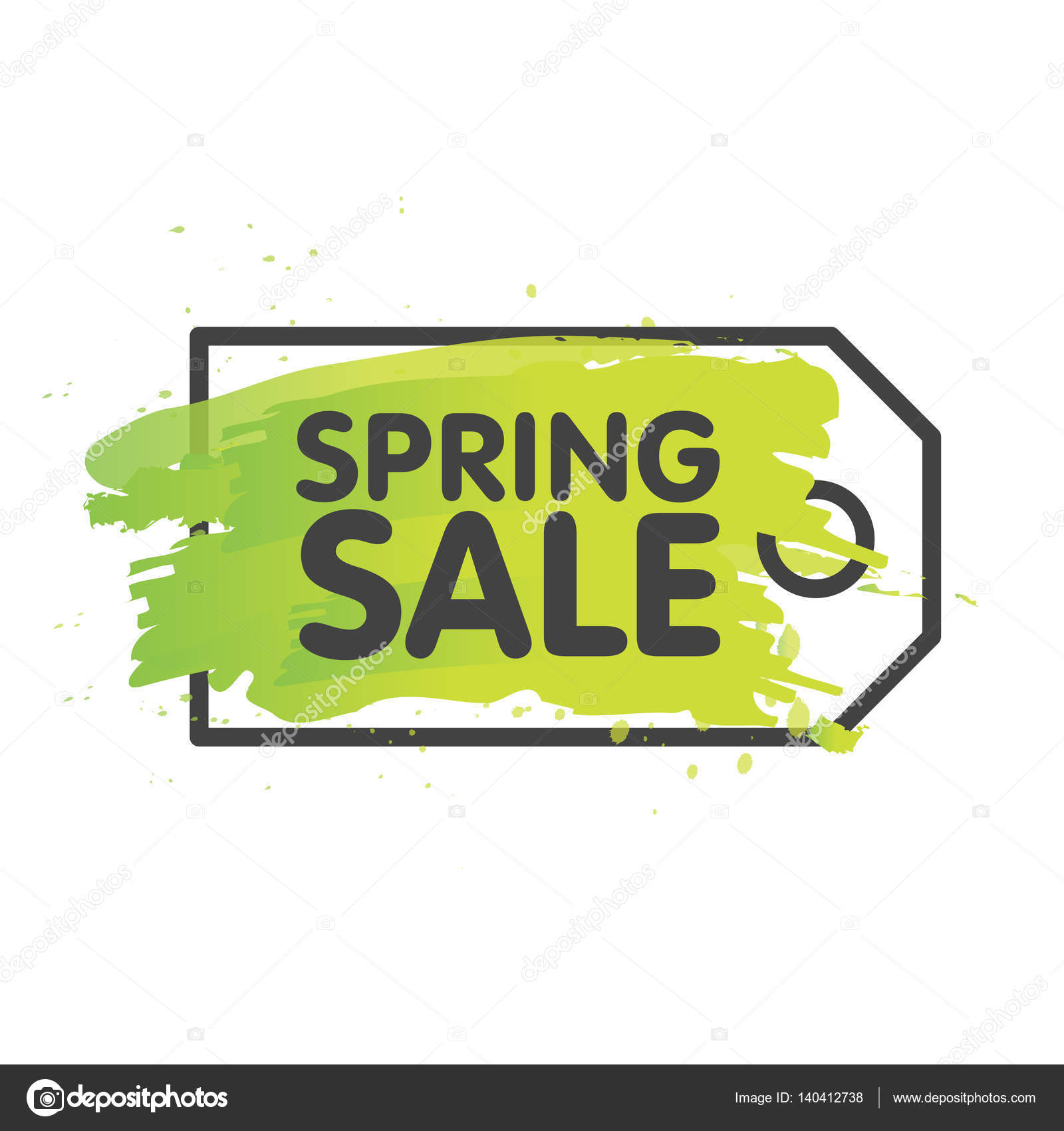 spring sale tag concept in painted brush background seasonal banner