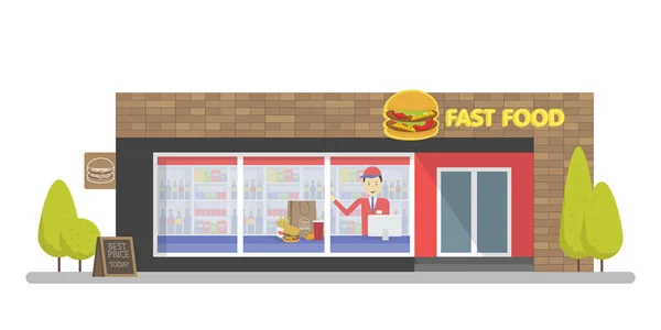 Fachada de Fast Food Store Resataurant. Conceito de modelo para o site, publicidade e vendas —  Vetores de Stock