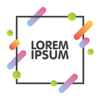 Düz dinamik arka plan tasarımı. Renkli geometrik çerçeve ve metin için yer ile beyaz arka plan üzerinde. Vektör çizim