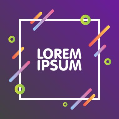 Düz dinamik arka plan tasarımı. Renkli geometrik çerçeve ve metin için yer ile mor gri arka plan üzerinde. Vektör çizim