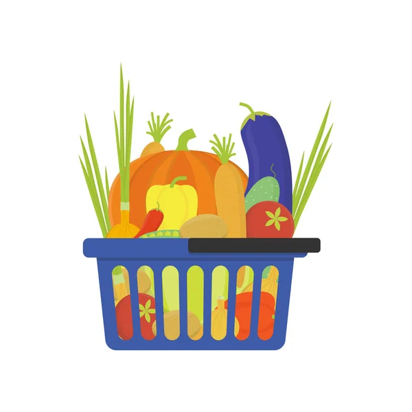 Gemüse Shop Korb flachen Stil Vektor Illustration — Stockvektor