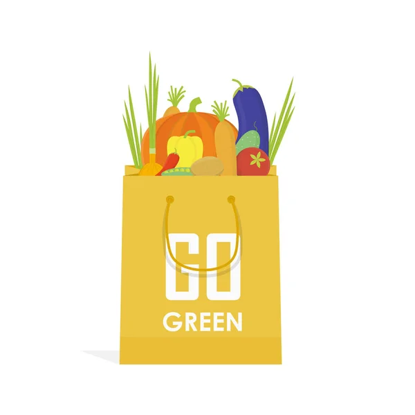去绿色的纸生态食品袋矢量图 — 图库矢量图片