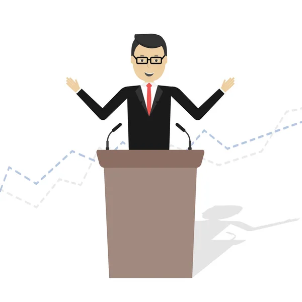 Vectorillustratie van cartoon zakenman praten op podium — Stockvector