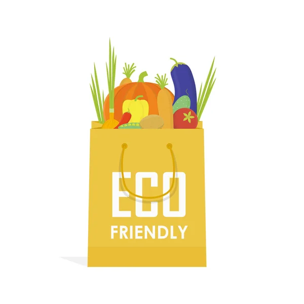 Go green paper eco food bag vektor illustration — Stockvektor