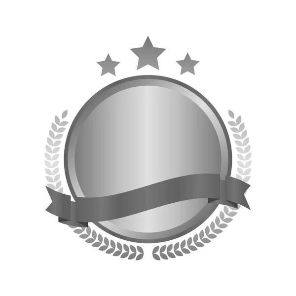 Moderne Metall Silber Kreis Metallabzeichen, Etiketten und Designelemente. Vektorillustration — Stockvektor