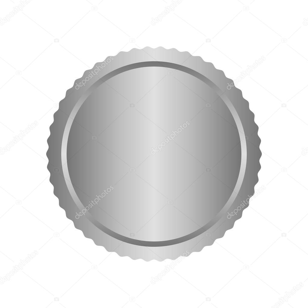 Modern metal silver circle metal badges, labels and design elements. Vector illustration