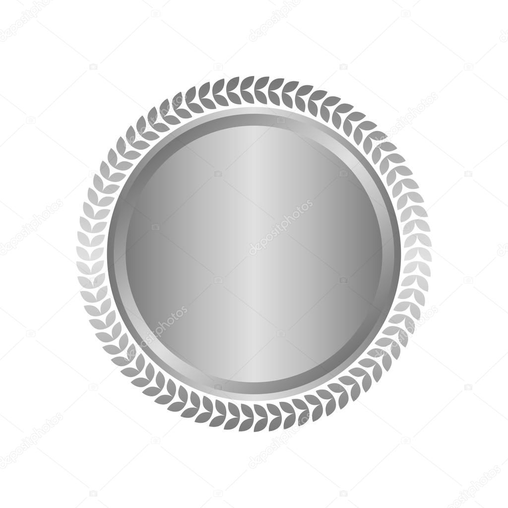 Modern metal silver circle metal badges, labels and design elements. Vector illustration