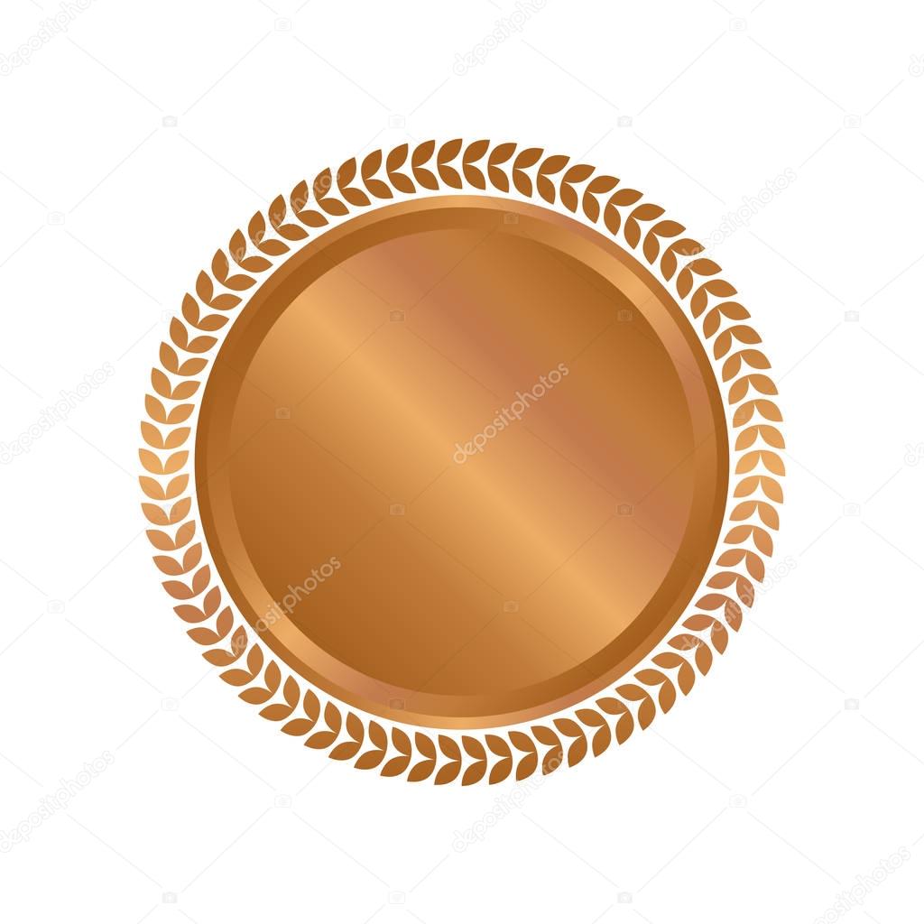 Modern bronze circle metal badges, labels and design elements. Vector illustration.